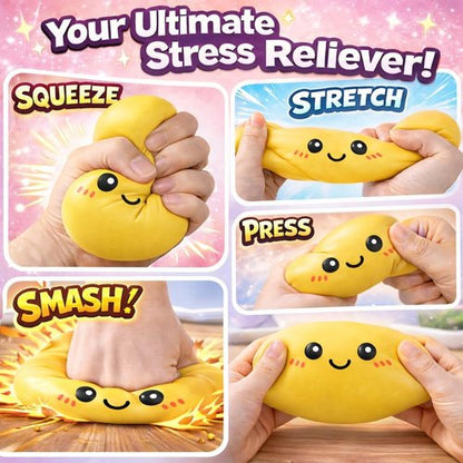 Dumpling Squishy | Mystery Box Squeeze Toy for Stress Relief | Yellow Fidget Toy for Teens & Adults