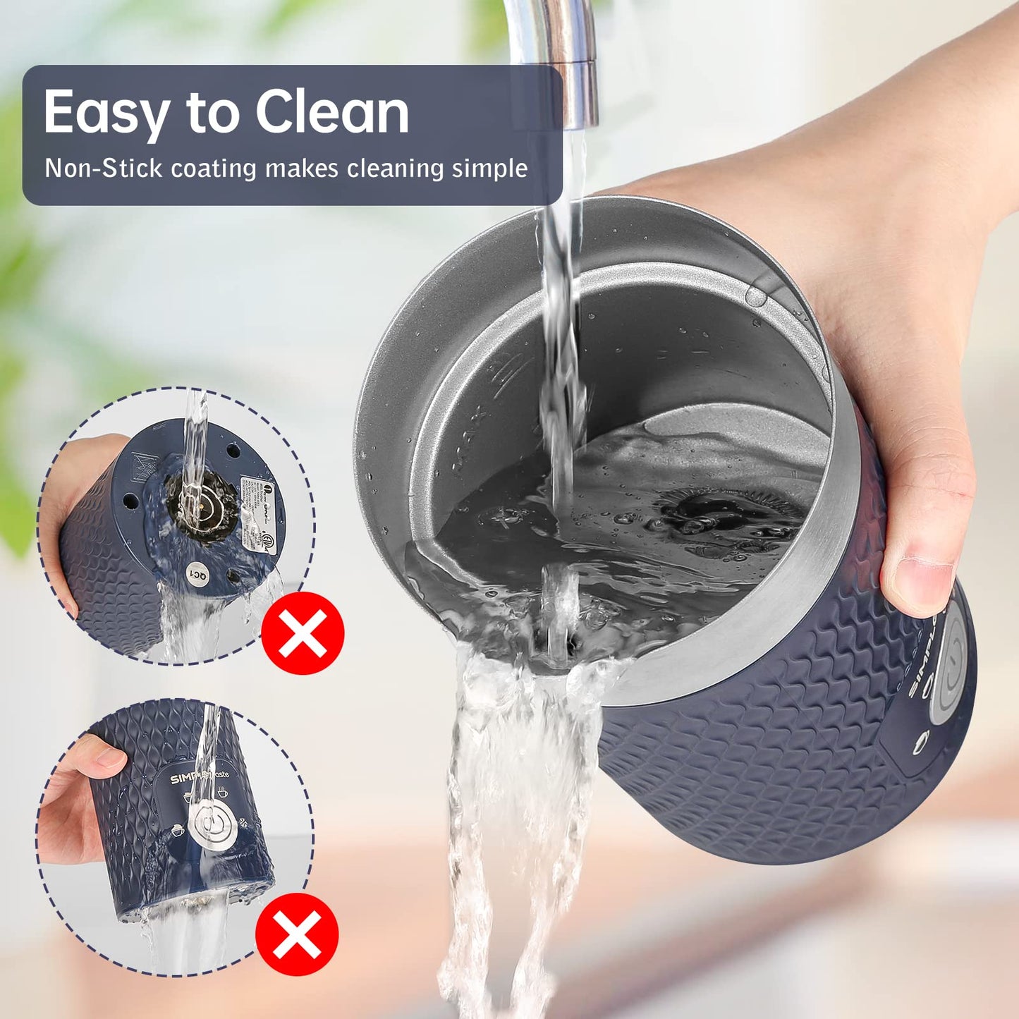 SIMPLETASTE Milk Frother, 4-in-1 Electric Milk Steamer, Automatic Warm and Cold Foam Maker and Milk Warmer for Latte, Cappuccinos, Macchiato