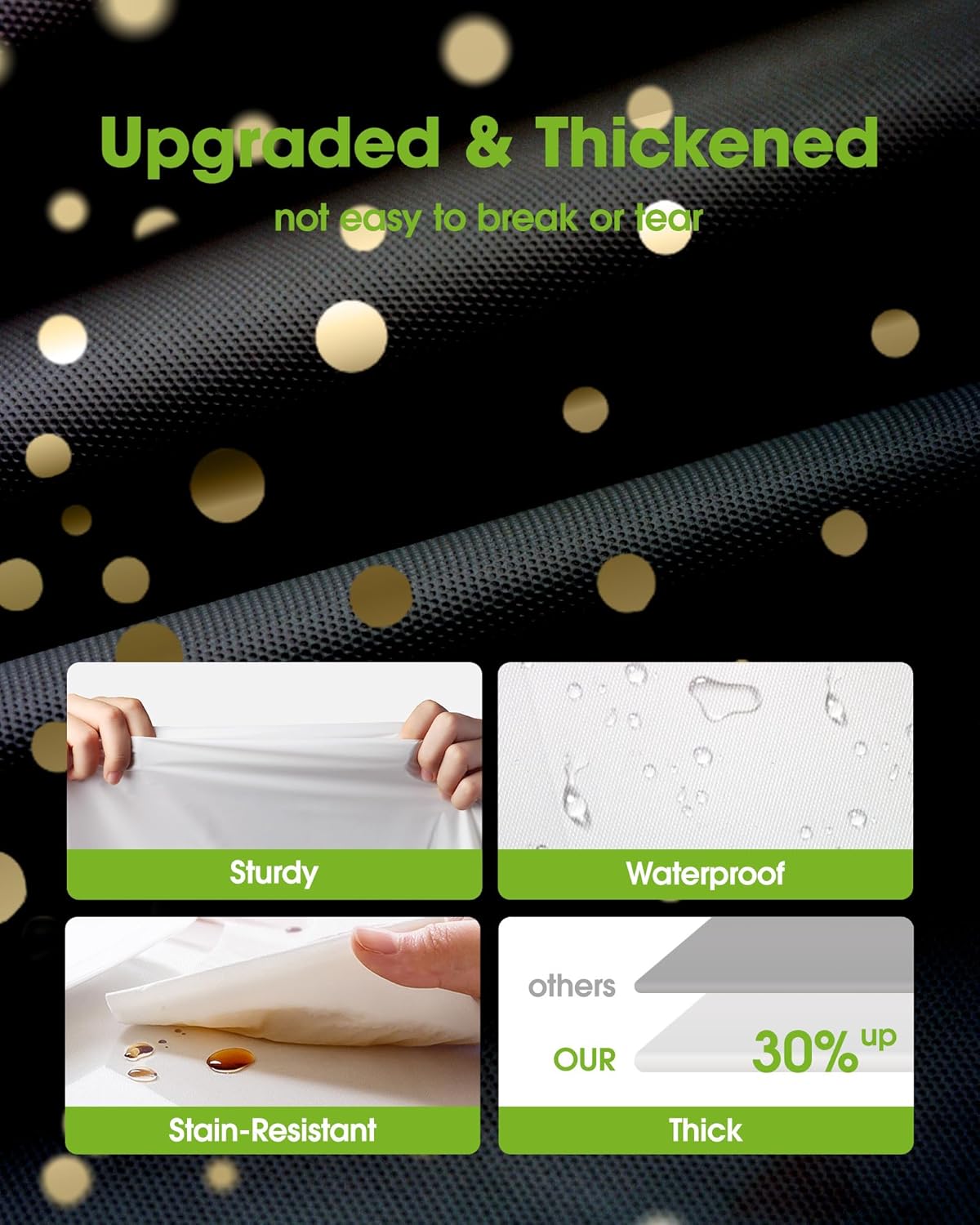 Pureegg Disposable Plastic Tablecloths - 54 x 108 Inch, Leakproof & Sturdy, Black and Gold | 8 Pack for Graduation Celebrations