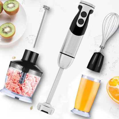 MegaWise Pro Immersion Hand Blender - 5-in-1 with Powerful Motor & 12 Speeds | Black Finish