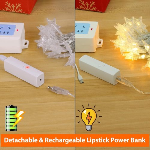 Lakumu LED Star String Lights - 50 Twinkle Lights with 8 Modes & Timer | 17FT Battery Operated Warm White Decor