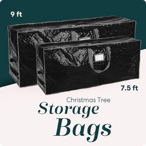 Christmas Tree Storage Bag | Durable Waterproof Zippered Bag for 9 Foot Artificial Trees - Protects Against Dust & Moisture (Black)