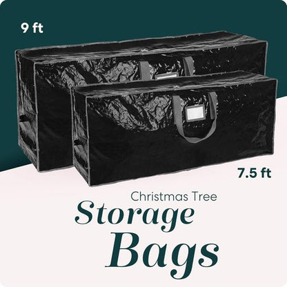 Christmas Tree Storage Bag | Durable Waterproof Zippered Bag for 9 Foot Artificial Trees - Protects Against Dust & Moisture (Black)