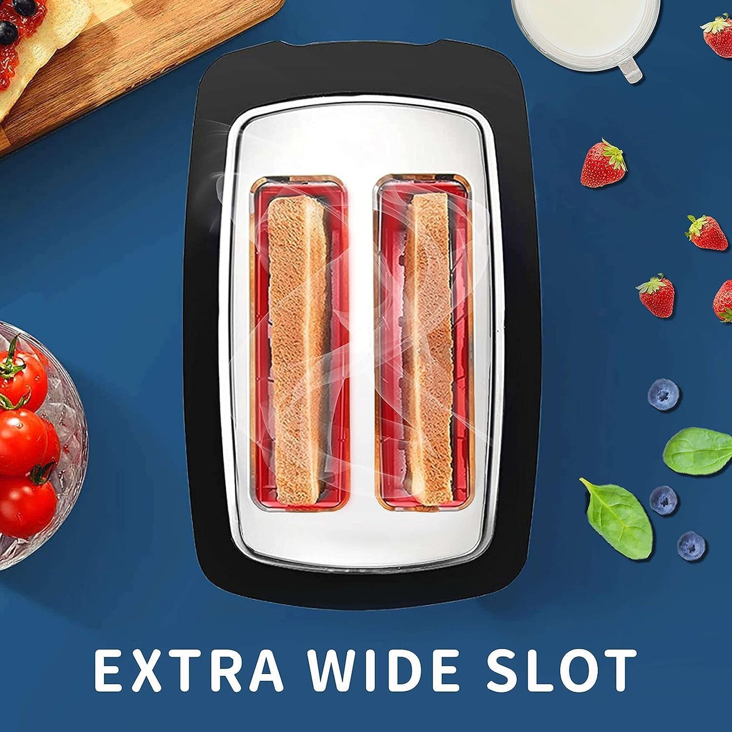 Skiennix 2-Slice Wide Slot Toaster - Smart LCD Digital Countdown Timer | Bagel, Defrost, Reheat Functions
