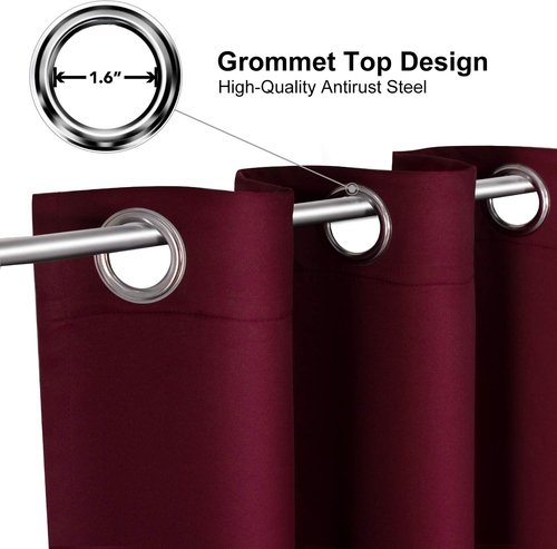 ChrisDowa Blackout Curtains - Thermal Insulated Room Darkening Panels | Burgundy Red, 52 x 80 Inches