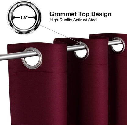 ChrisDowa Small Window Curtains - Grommet Thermal Insulated Room Darkening Panels, Burgundy Red, 42 x 36 Inch
