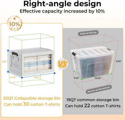 OlarHike 23QT Stackable Storage Bins - Lockable Plastic Containers with Lid & Wheels | 4-Pack for Home Organization