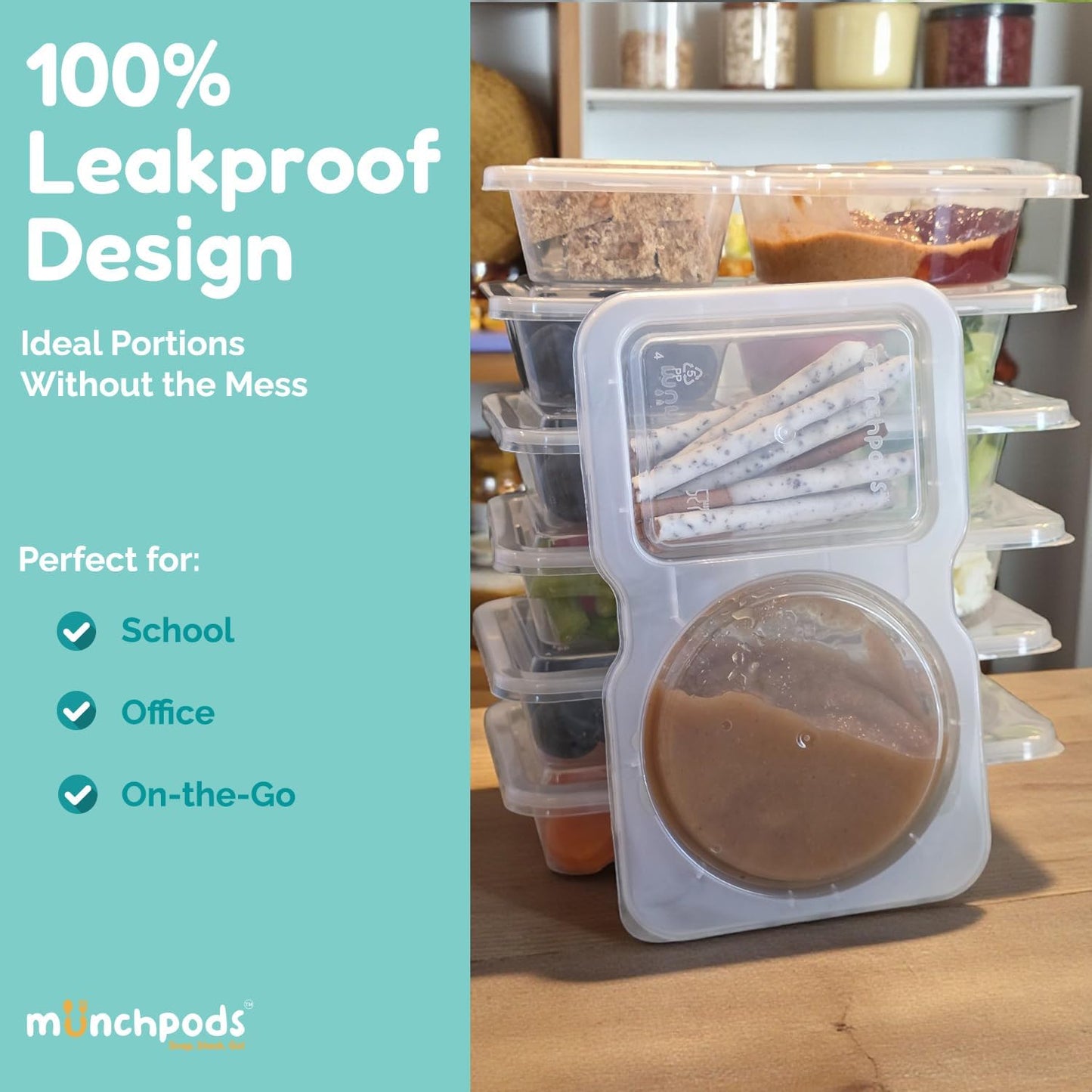 Skiennix Reusable Snack Containers - 20 Pack with Lids for Portion Control | Double Compartment for Kids' Meals