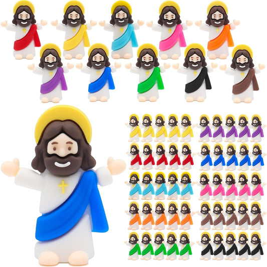 Yelakey Mini Jesus Figures - 50 Pack Pocket-Sized Christ Figurines | Perfect for Religious Party Favors