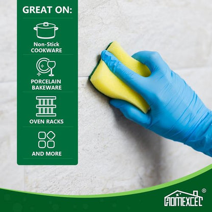 HOMEXCEL Heavy-Duty Kitchen Sponges - 24-Pack Dual-Sided Yellow Scrubbers for Dishes & Pots
