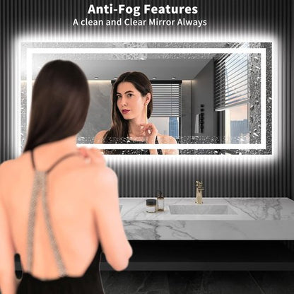 LOAAO LED Bathroom Mirror - 72x32 Inch, Dimmable, Anti-Fog, Shatter-Proof, Backlit & Front Lit