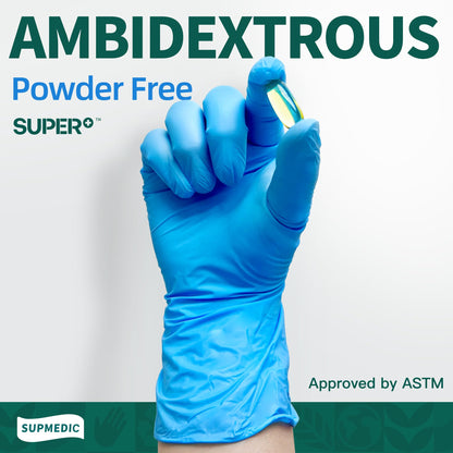 Supmedic Vinyl Disposable Exam Gloves, 4 Mil Powder-Free Latex-Free Food Grade Cooking Cleaning Medical Glove, Blue 100 Pcs (Medium)