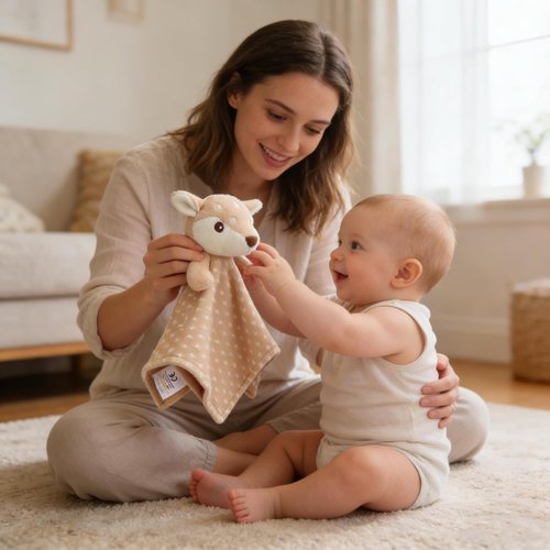 CREVENT Cozy Plush Baby Security Blanket - Soft Lovey for Boys & Girls | Adorable Brown Deer Design