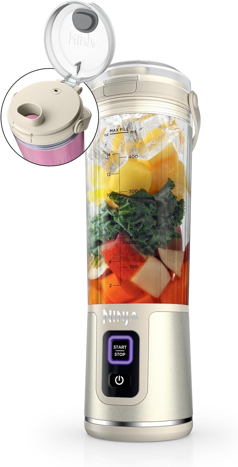 Ninja Blast Portable Blender - Cordless 18oz Personal Blender for Smoothies & Shakes | BPA-Free, USB-C Rechargeable, Leakproof Lid, Vanilla Bean
