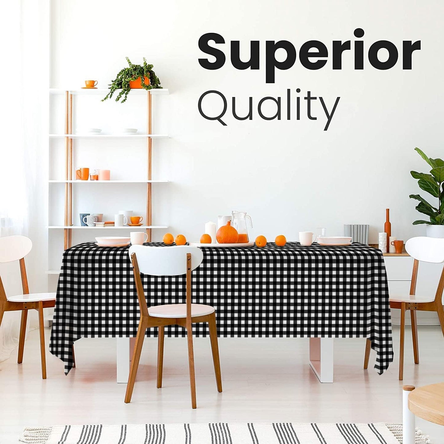 Skiennix 14-Pack Disposable Black Gingham Checkered Tablecloths - 54" x 108" for Parties & Events