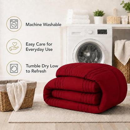 Full Size Comforter Set in Red - 7 Pieces Bed in a Bag (Variation: Red+Full)