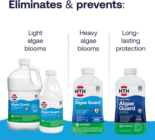 HTH 67084 Algae Guard - Advanced All Algae Eliminator for Crystal Clear Pools | 32 fl oz