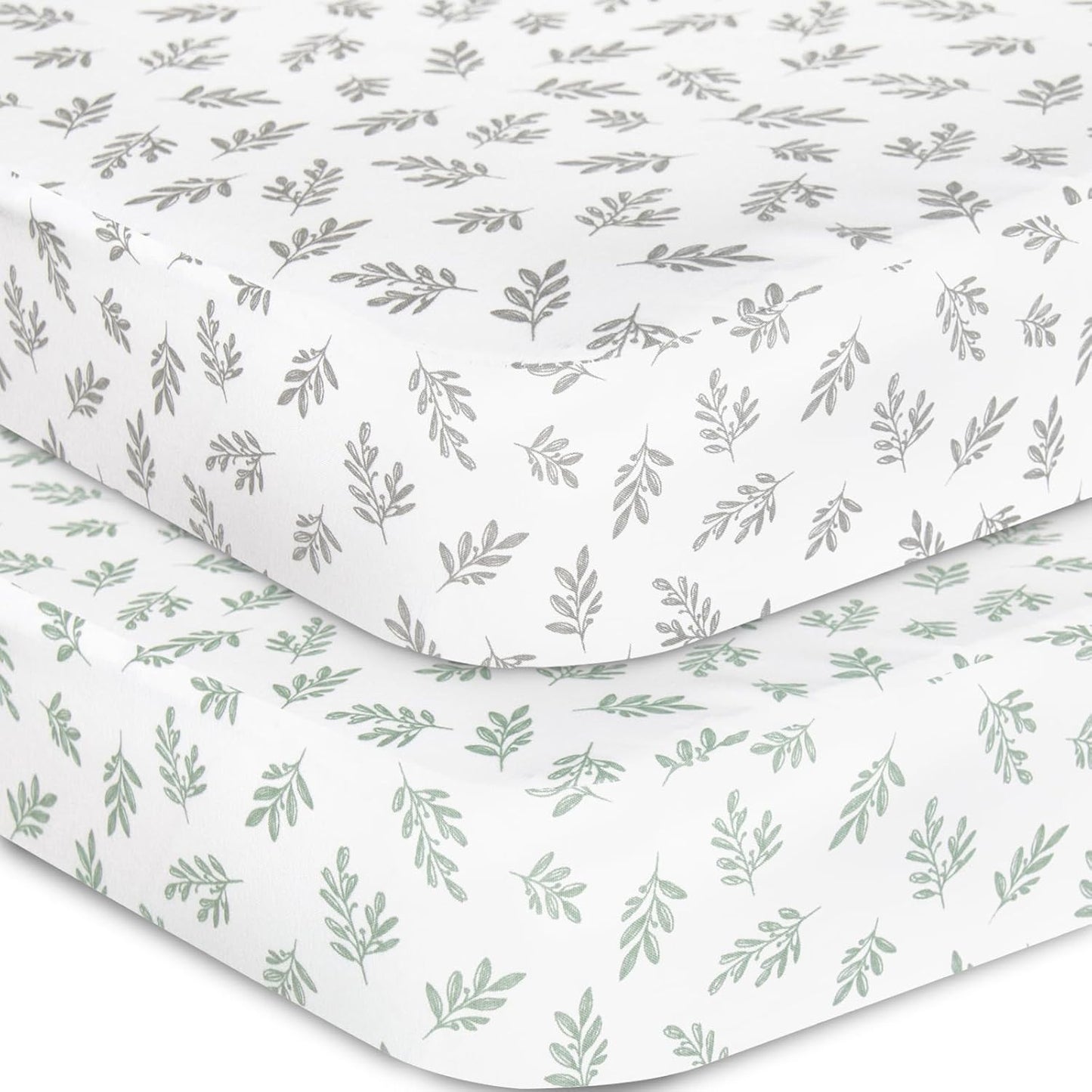 Skiennix Fitted Crib Sheets - 2 Pack for Boys & Girls | Neutral Prints, Fits Standard 52”x28” Mattress