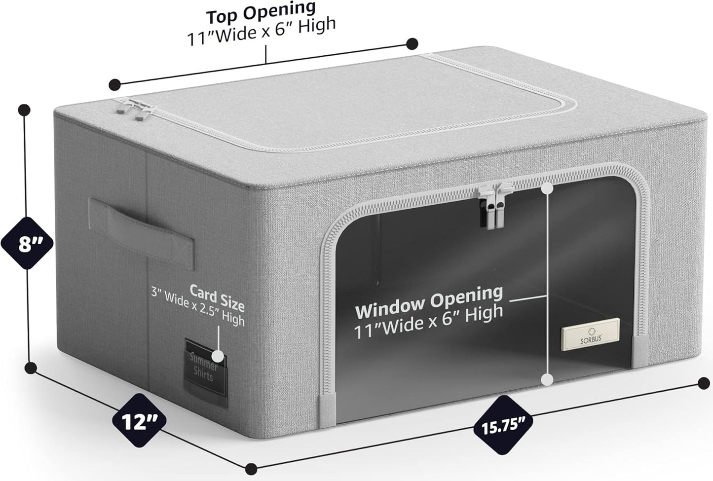 Sorbus Storage Bins - Stackable & Foldable Oxford Fabric Organizer Bags with Clear Window | Ideal for Bedding & Linen