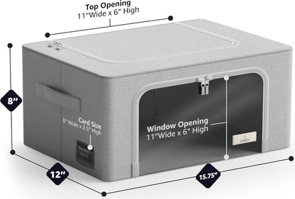 Sorbus Storage Bins - Stackable & Foldable Oxford Fabric Organizer Bags with Clear Window | Ideal for Bedding & Linen