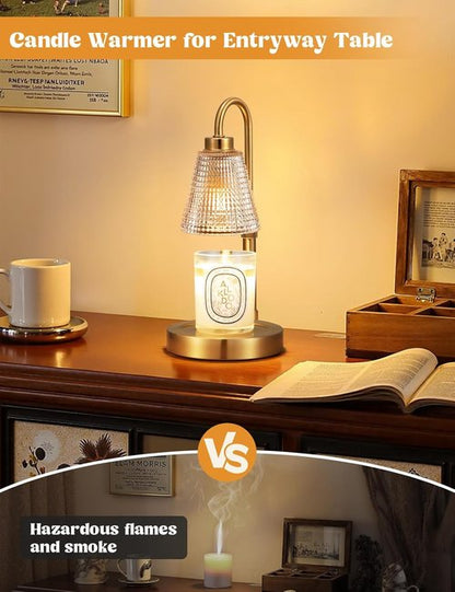 Innqoo Big Gold Candle Warmer Lamp - Dimmable & Adjustable Timer for Jar Candles | Perfect Home Decor Gift