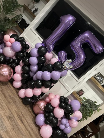 Balloon 15 Number - 40 Inch Purple Foil Balloon for 15th Birthday & Anniversary Celebrations