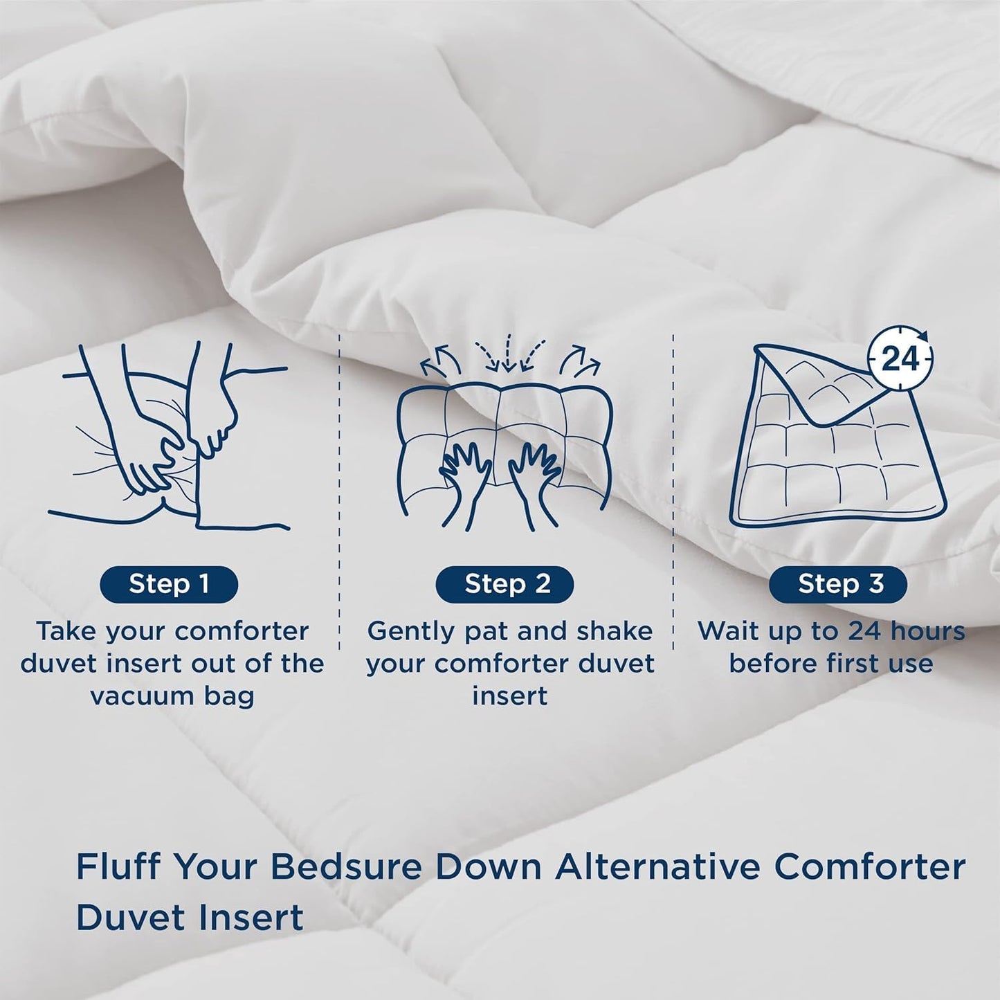 Bedsure Comforter Duvet Insert - All-Season King Size Quilted Bedding, GentleSoft Down Alternative, Grey 90 x 102 Inches