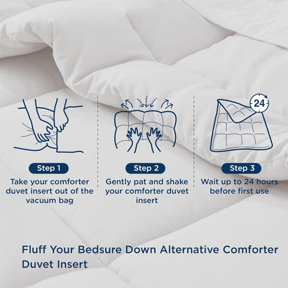 Bedsure Comforter Duvet Insert - All-Season King Size Quilted Bedding, GentleSoft Down Alternative, Grey 90 x 102 Inches