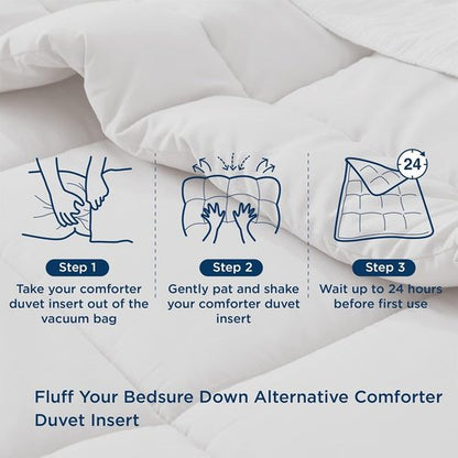 Bedsure Comforter Duvet Insert - Quilted Comforters King Size, All Season Duvet, GentleSoft Down Alternative Bedding, with 8 Tabs, Gifts for Women/Men, Black, King 90 x 102 Inches