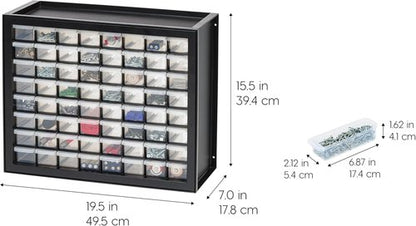 IRIS USA Small Parts Storage Cabinet - 64-Drawer Organizer for Hardware, Crafts & More | Black