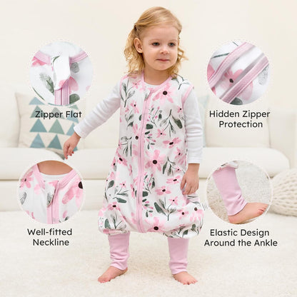 Yoofoss Toddler Sleep Sack - 100% Organic Cotton Wearable Blanket with Feet | 24-36 Months, 2-Way Zipper