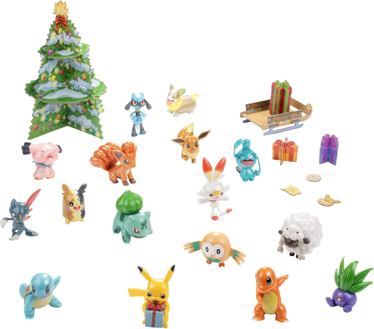 Pokemon 2024 Holiday Advent Calendar - 24 Gift Pieces with 16 Toy Figures & 8 Christmas Accessories for Ages 4+