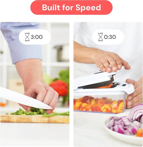 Fullstar Vegetable Chopper & Mandoline Slicer - 7-in-1 Kitchen Gadget with Container & Cheese Grater, White