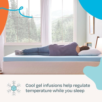 Linenspa Memory Foam Mattress Topper - 3 Inch Gel-Infused Full Size - Plush, Cooling & Pressure Relieving - CertiPUR Certified