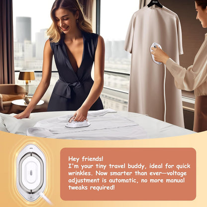 Newbealer Travel Iron - Mini Dry Iron with Global Voltage, 300W, Non-Stick Ceramic Soleplate, Silver