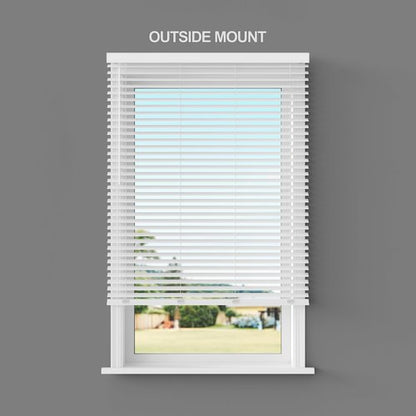 Lumino - 2" Cordless Flat Slat Faux Wood Window Blinds for Home - 18" W x 36" L - White, Faux Wood Blinds for Indoor Windows, Venetian Room Darkening Blinds