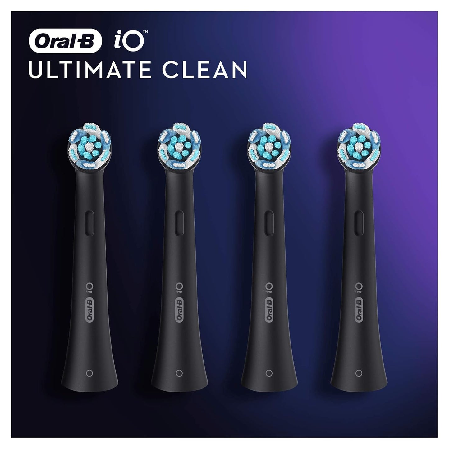 Oral-B iO Ultimate Clean Electric Toothbrush Head, Twisted & Angled Bristles for Deeper Plaque Removal, Pack of 4, Suitable for Mailbox, Black