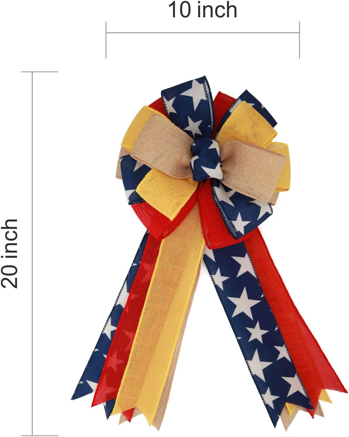Meseey Patriotic Bow Set - Large Red & Blue Ribbon Bows for 4th of July Decorations | Holiday Wreaths