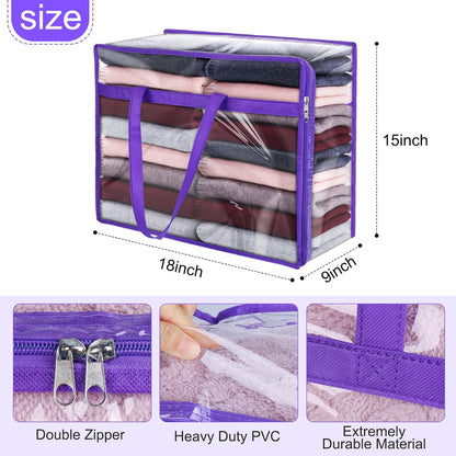 Budding Joy 90L Large Storage Bags & 40L Clear Zippered Bags - Perfect for Organizing Clothes