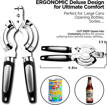Skiennix Multi Jar Opener - Stainless Steel Lid Tool for Weak Hands & Arthritis Relief
