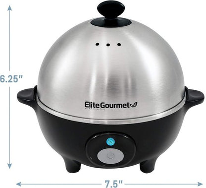 Elite Gourmet EGC-508 Egg Cooker - Rapidly Prepare 7 Easy-To-Peel Eggs, Poach & Make Omelets, Stainless Steel