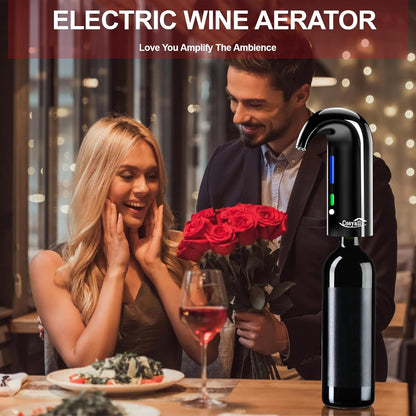 Wine Aerator Electric Wine Decanter,One Touch Red White Wine Accessories Aeration and Decanter Wine Pourer,Wine Gifts for Wine Lovers (Black)