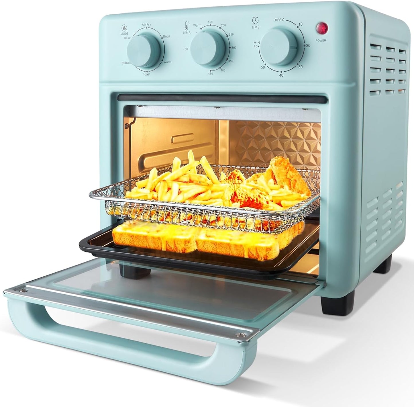Novaspark Air Fryer Toaster Oven - Retro 16QT Convection Oven | Bake, Toast, Broil & Air Fry - Blue