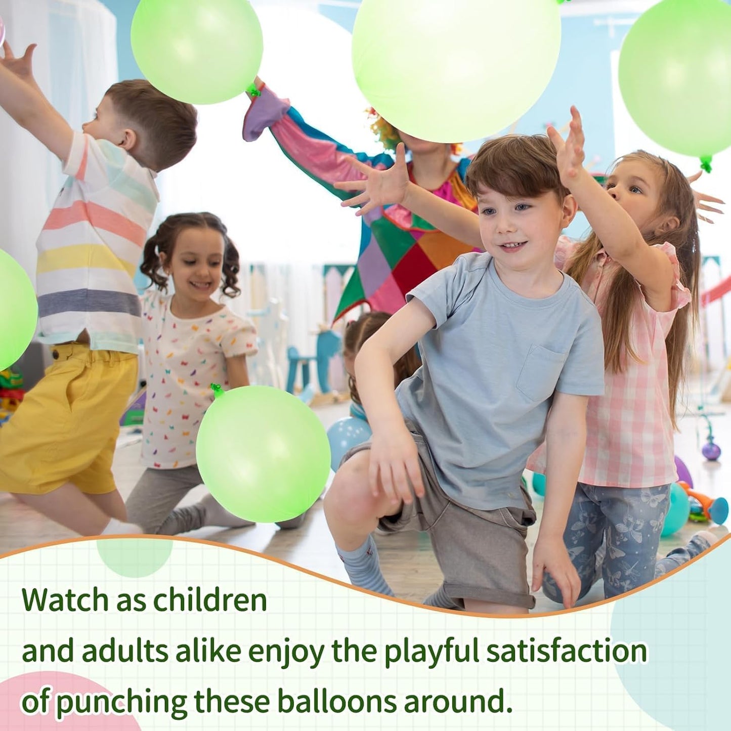 Punch Balloons - 36 Pcs Green Set with Rubber Band Handle for Easy Grip | Perfect for Kids' Parties & Outdoor Fun