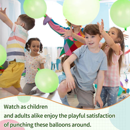 Punch Balloons - 36 Pcs Green Set with Rubber Band Handle for Easy Grip | Perfect for Kids' Parties & Outdoor Fun