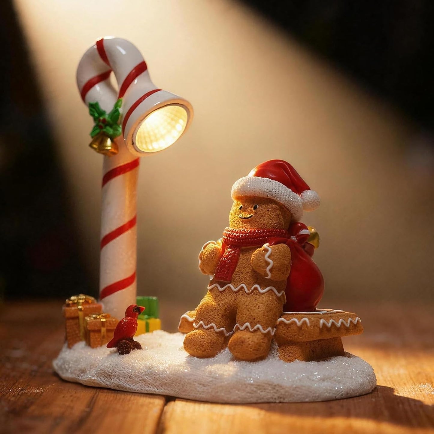 Skiennix Christmas Gingerbread Man Figurines - Cute Indoor Home Decor for Table Top & Fireplace