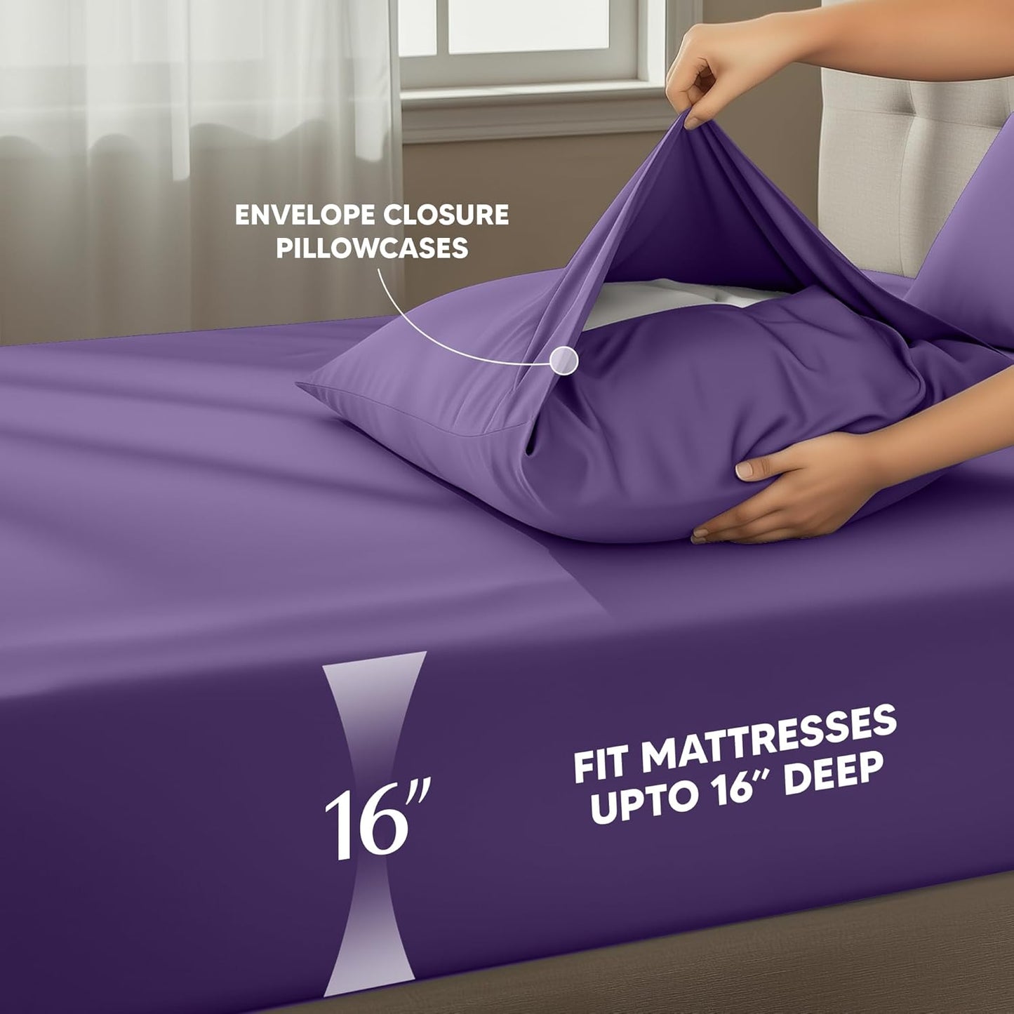 Utopia Bedding Full Size Sheet Set - Soft, Breathable Microfiber, 4-Piece in Eggplant | Oeko-Tex Certified