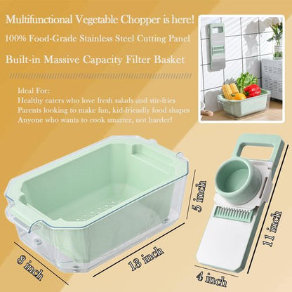 GEHEN Kitchen Pro-Series 9-in-1 Vegetable Chopper - 6 Blades, Food Slicer & 5-Quart Storage Basket