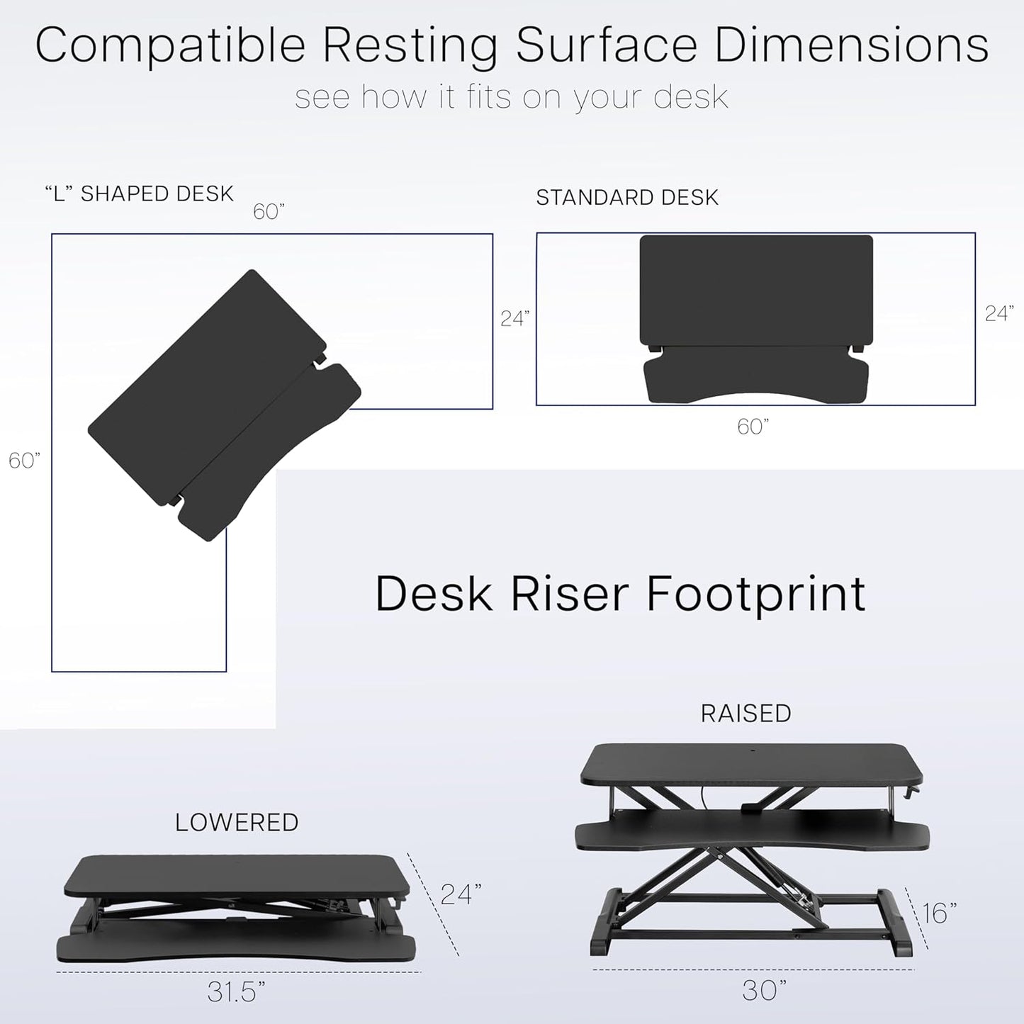 VIVO 32-Inch Height Adjustable Desk Converter - Dual Monitor Sit to Stand Workstation | Black
