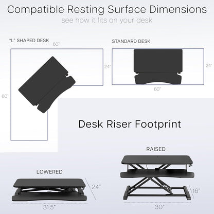 VIVO 32-Inch Height Adjustable Desk Converter - Dual Monitor Sit to Stand Workstation | Black